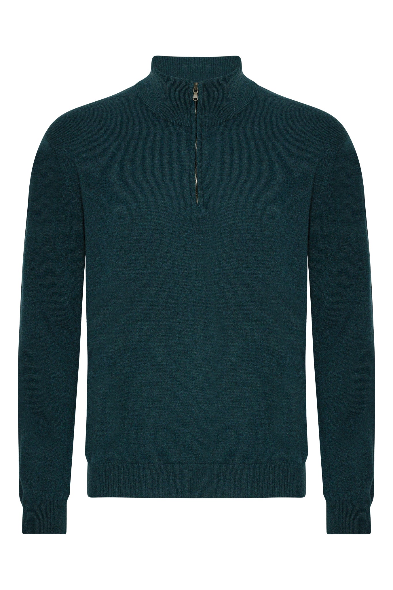 Cashmere herrtröja half zip, Skottland - Mörk Grön
