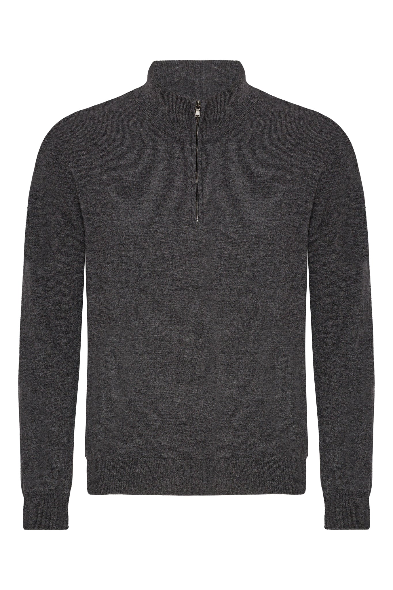 Cashmere herrtröja half zip, Skottland - Mörkgrå