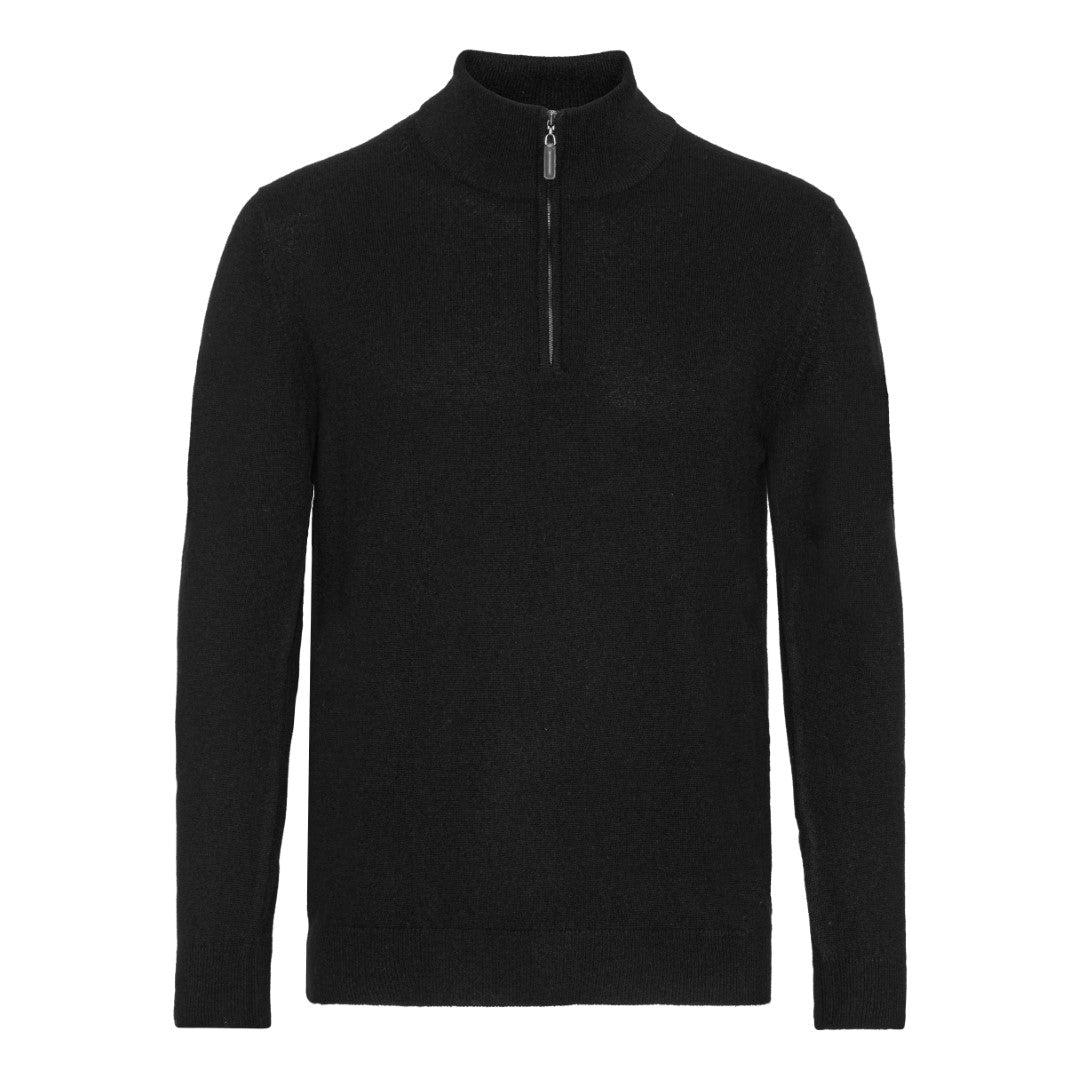 Cashmere herrtröja half zip, Skottland - Svart
