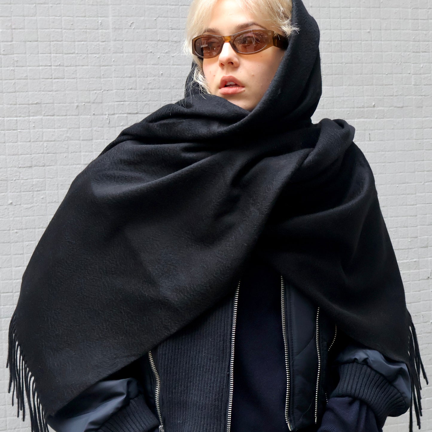 Kim 60 - Stor halsduk i cashmere - Svart