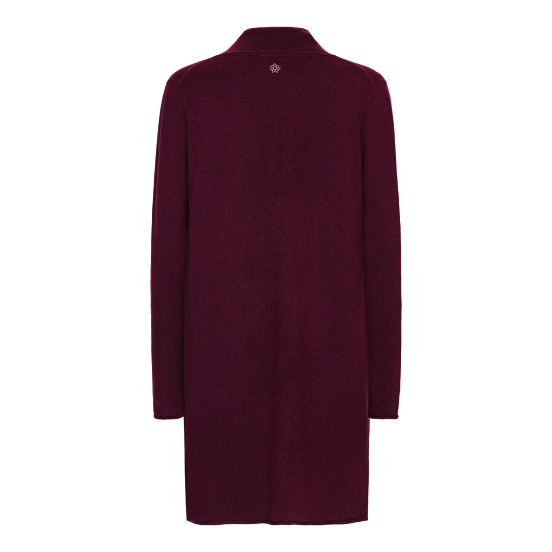 Ingrid - lång cardigan i cashmere - mörk vinröd Bordeaux