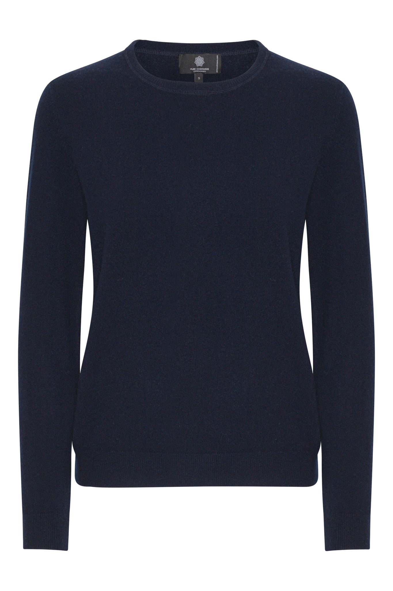 Pil - Klassisk damtröja i cashmere med O-neck - Mörkt Marinblå