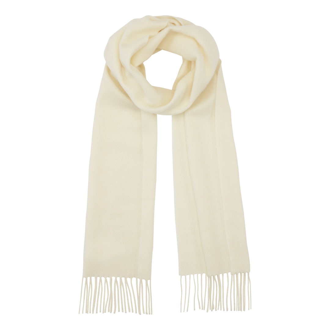 Klassisk cashmere halsduk med fransar, Skottland - vit