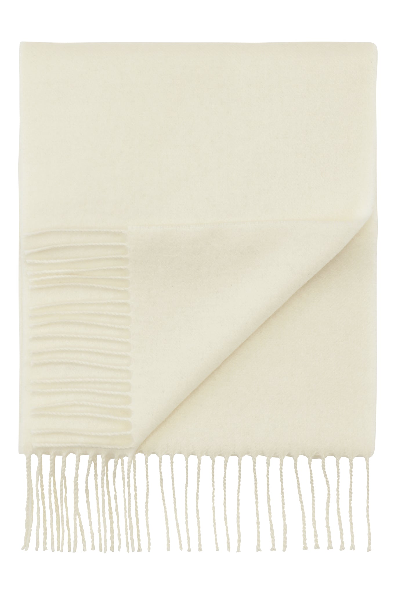 Klassisk cashmere halsduk med fransar, Skottland - vit