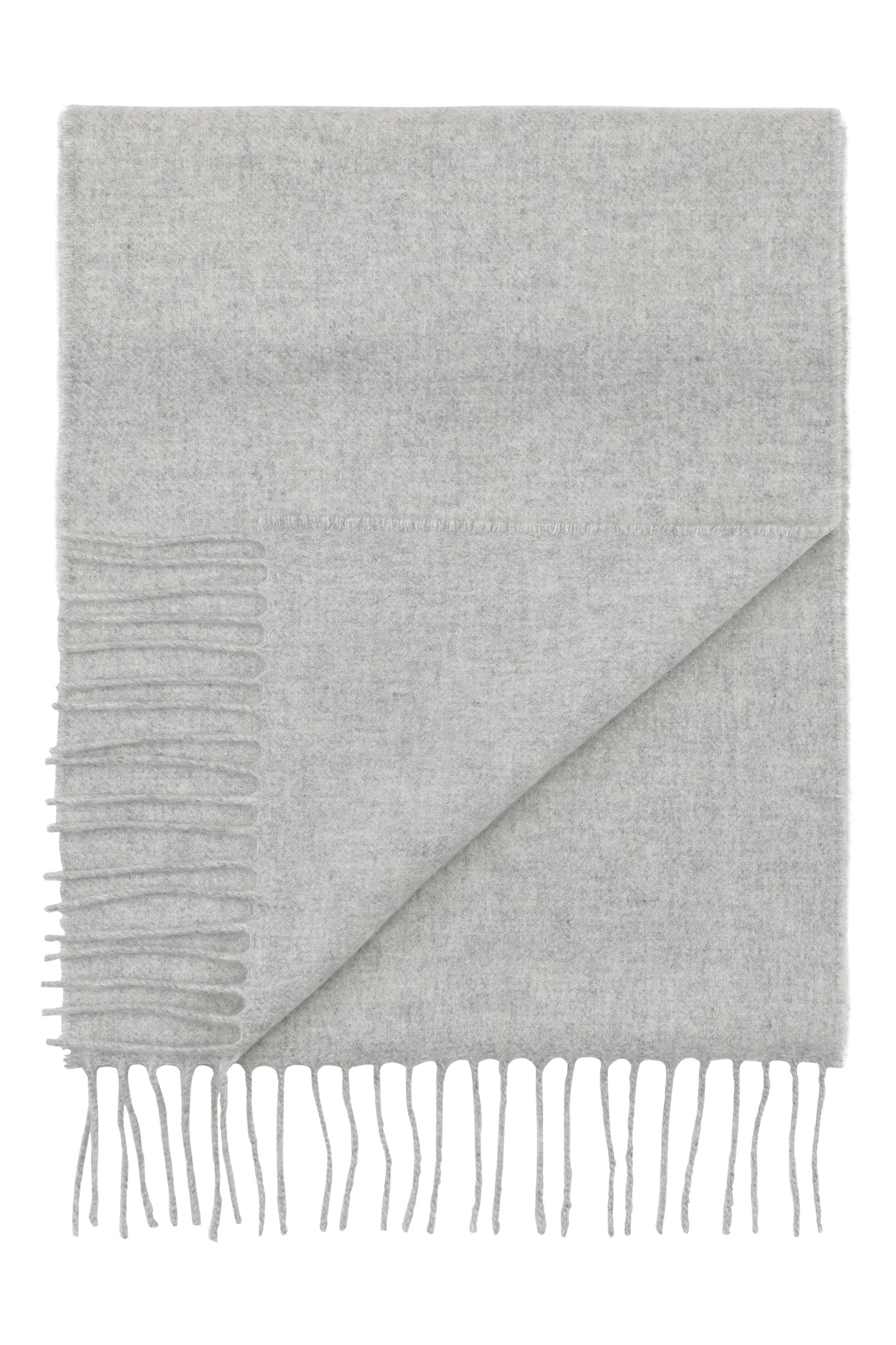 Klassisk cashmere halsduk med fransar, Skottland - Silver