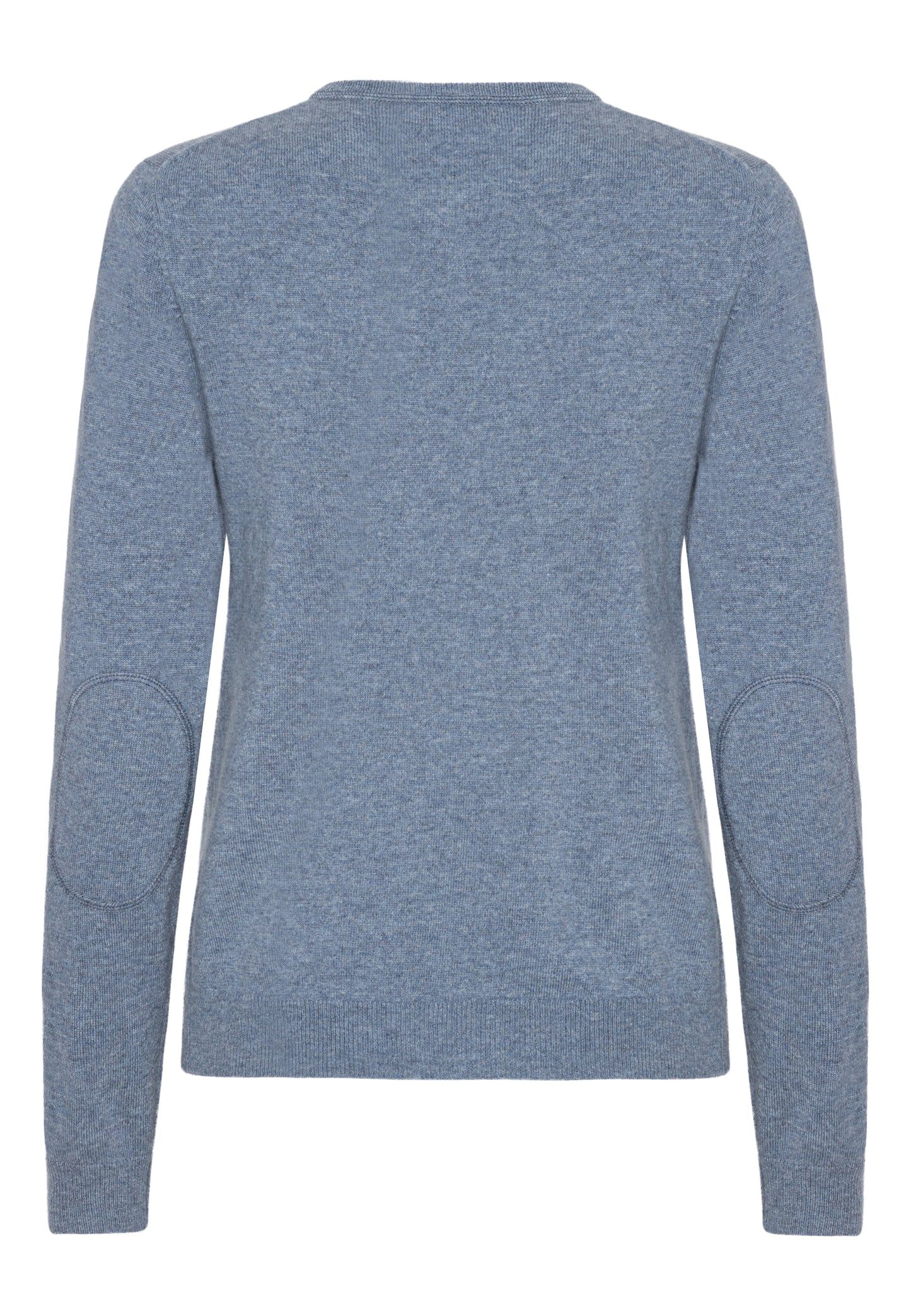 Pil - Klassisk damtröja i cashmere med O-neck - Ljus Denim Blå