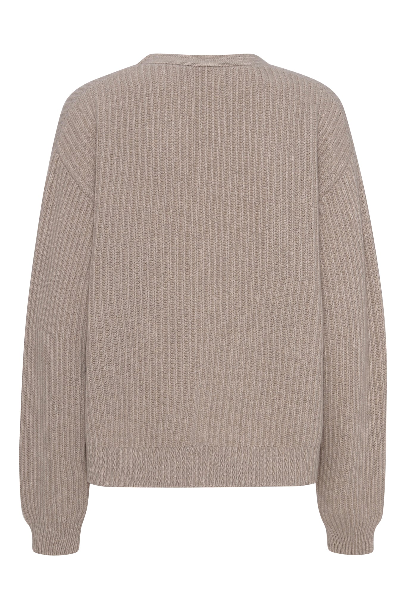 Maja - ribbstickad kofta i återvunnen cashmere - Beige