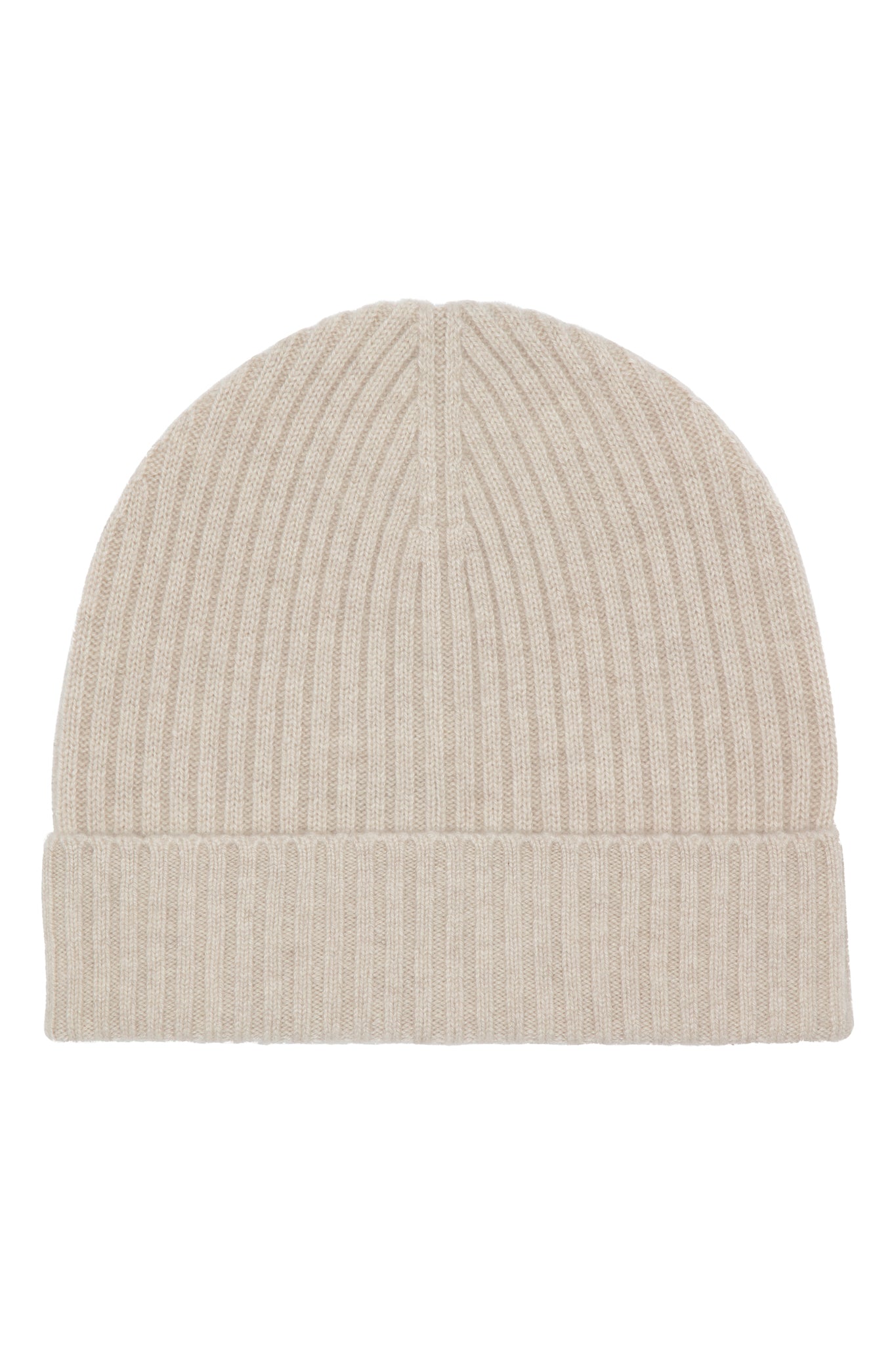 Robin - ribbstickad mössa (beanie) i cashmere - Beige