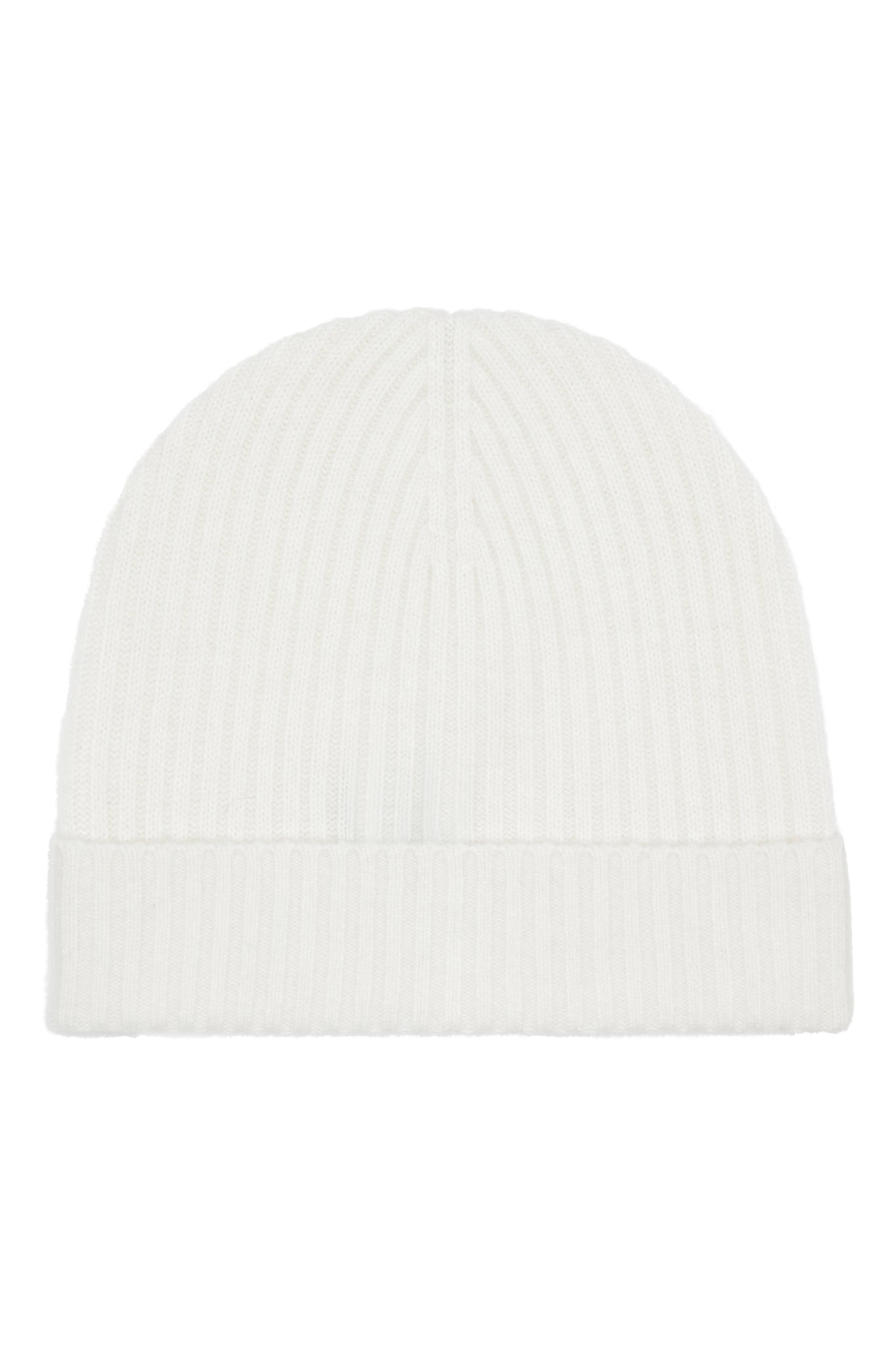 Robin - ribbstickad mössa (beanie) i cashmere - Vit