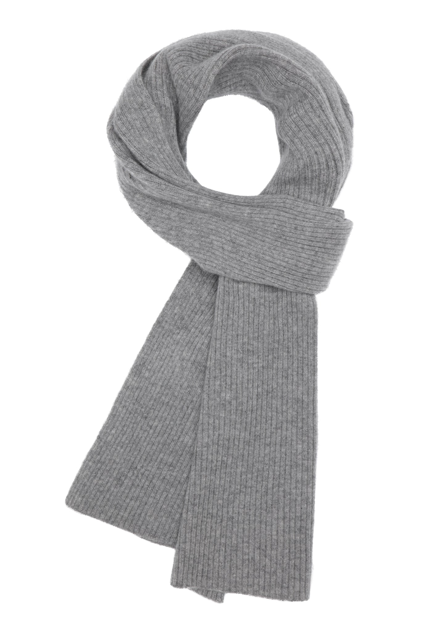 Robin - ribbstickad halsduk i cashmere - Grå