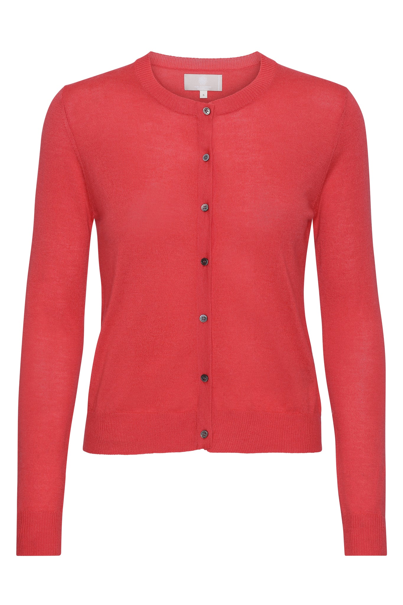 Betty - tunn och lätt cashmere cardigan - Varm korall