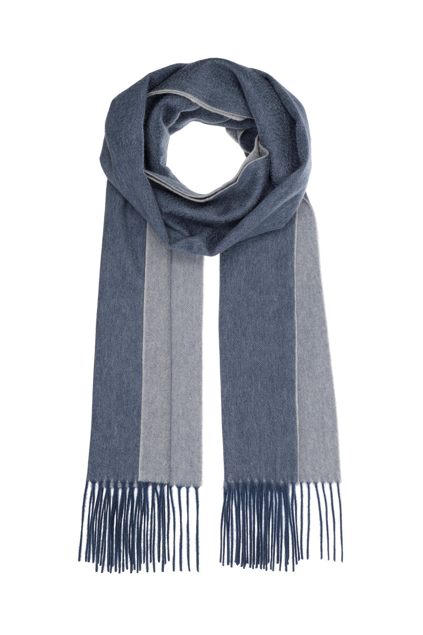 Flot tofarvet halstørklæde i denimblå fra Pure Cashmere CPH