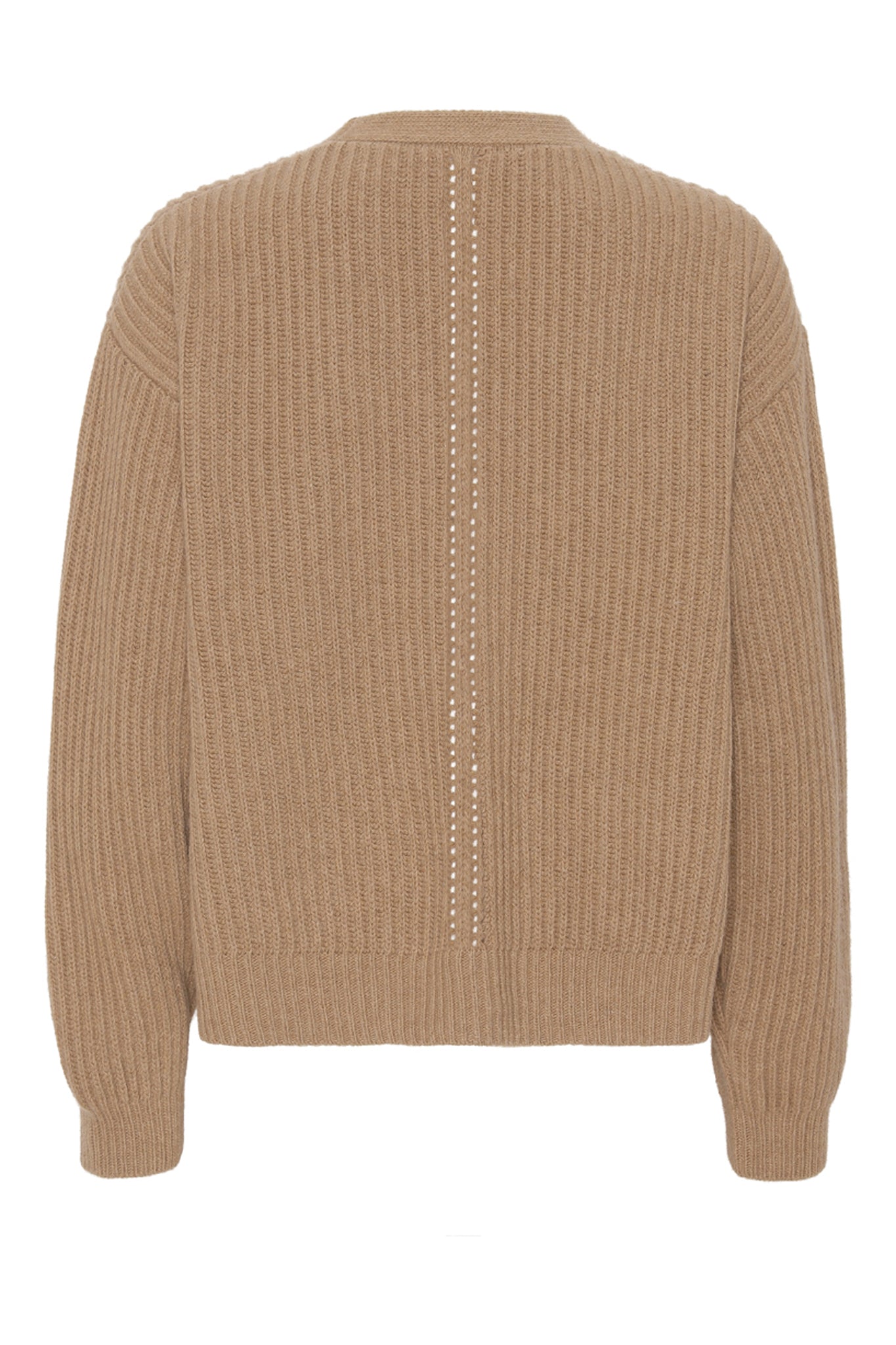Maja - ribbstickad kofta i återvunnen cashmere - Kamel