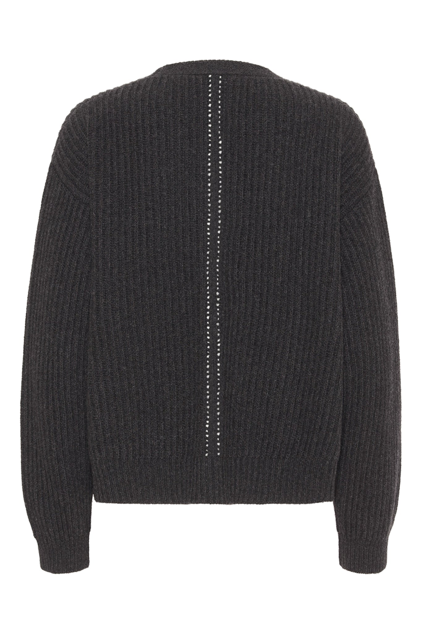 Maja - ribbstickad kofta i återvunnen cashmere - Mörkgrå
