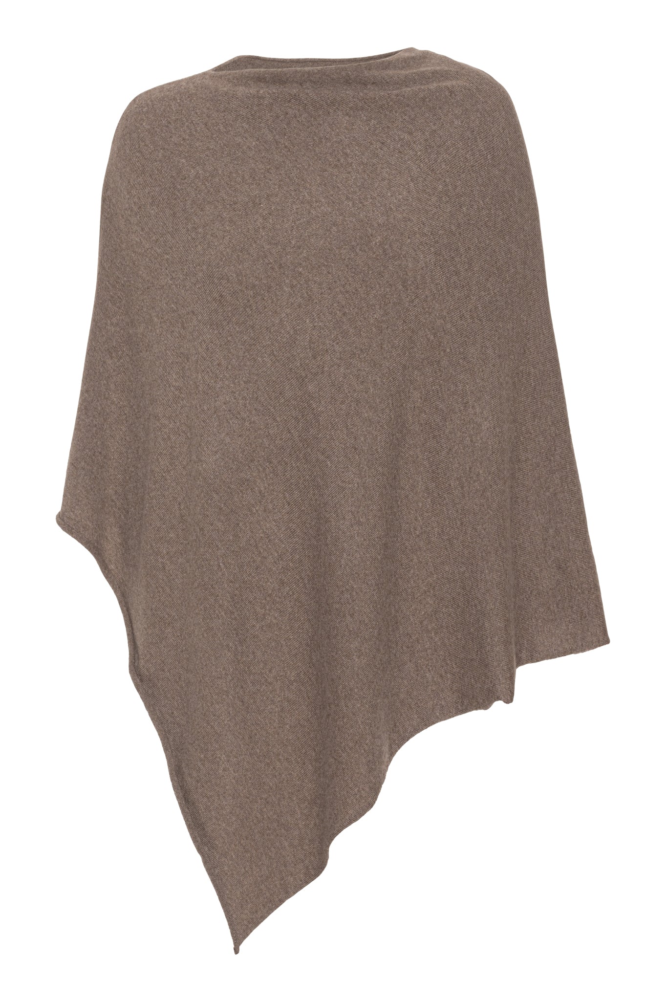 My - asymmetrisk poncho i cashmere - Ljusbrun