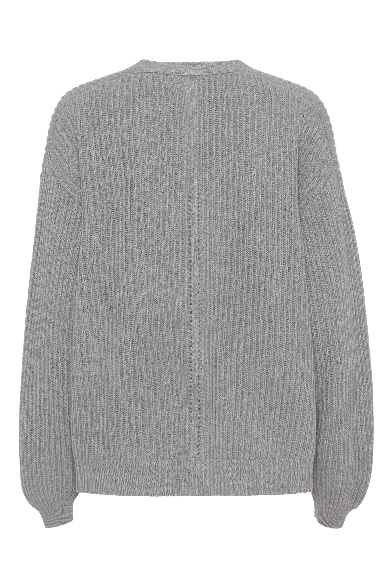 Maja - ribbstickad kofta i återvunnen cashmere - Grå