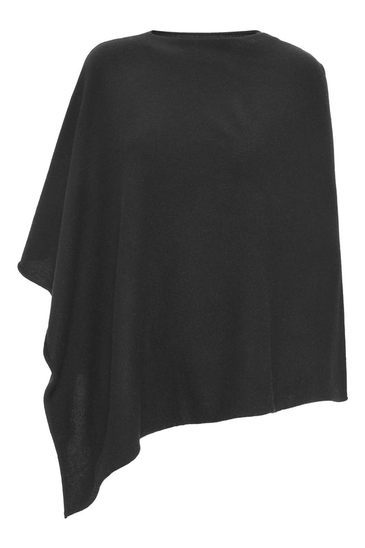 My - asymmetrisk poncho i cashmere - Svart