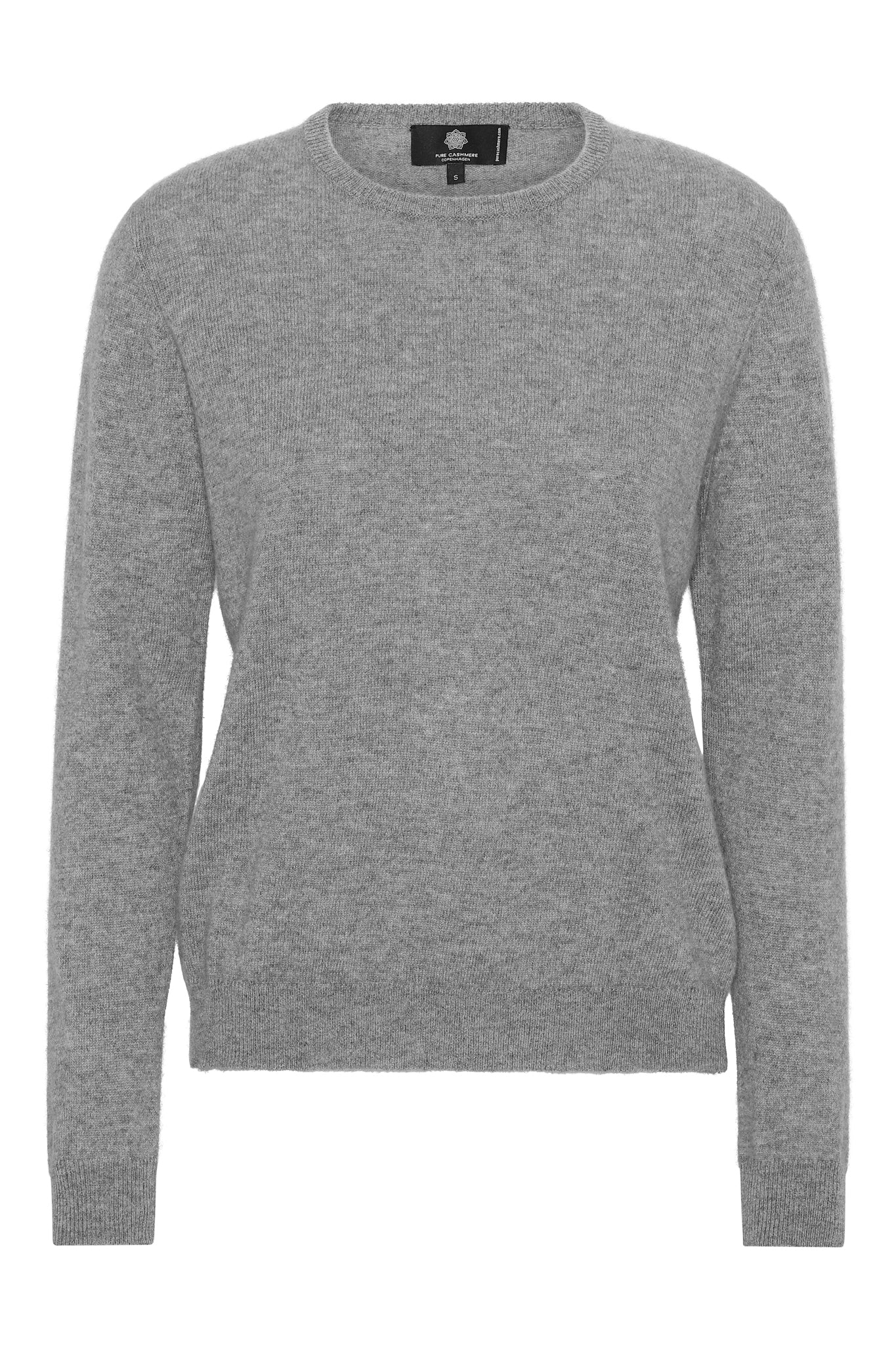 Pil - Klassisk damtröja i cashmere med O-neck - Varmgrå