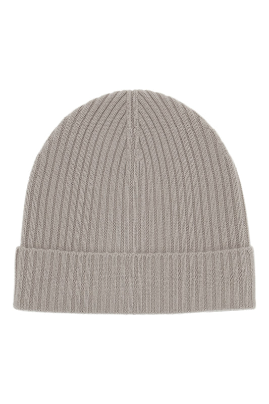 Robin - ribbstickad mössa (beanie) i cashmere - Stone