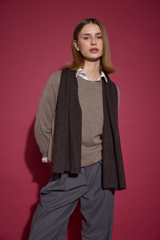 Alfa - klassisk halsduk i cashmere - Espresso Brun
