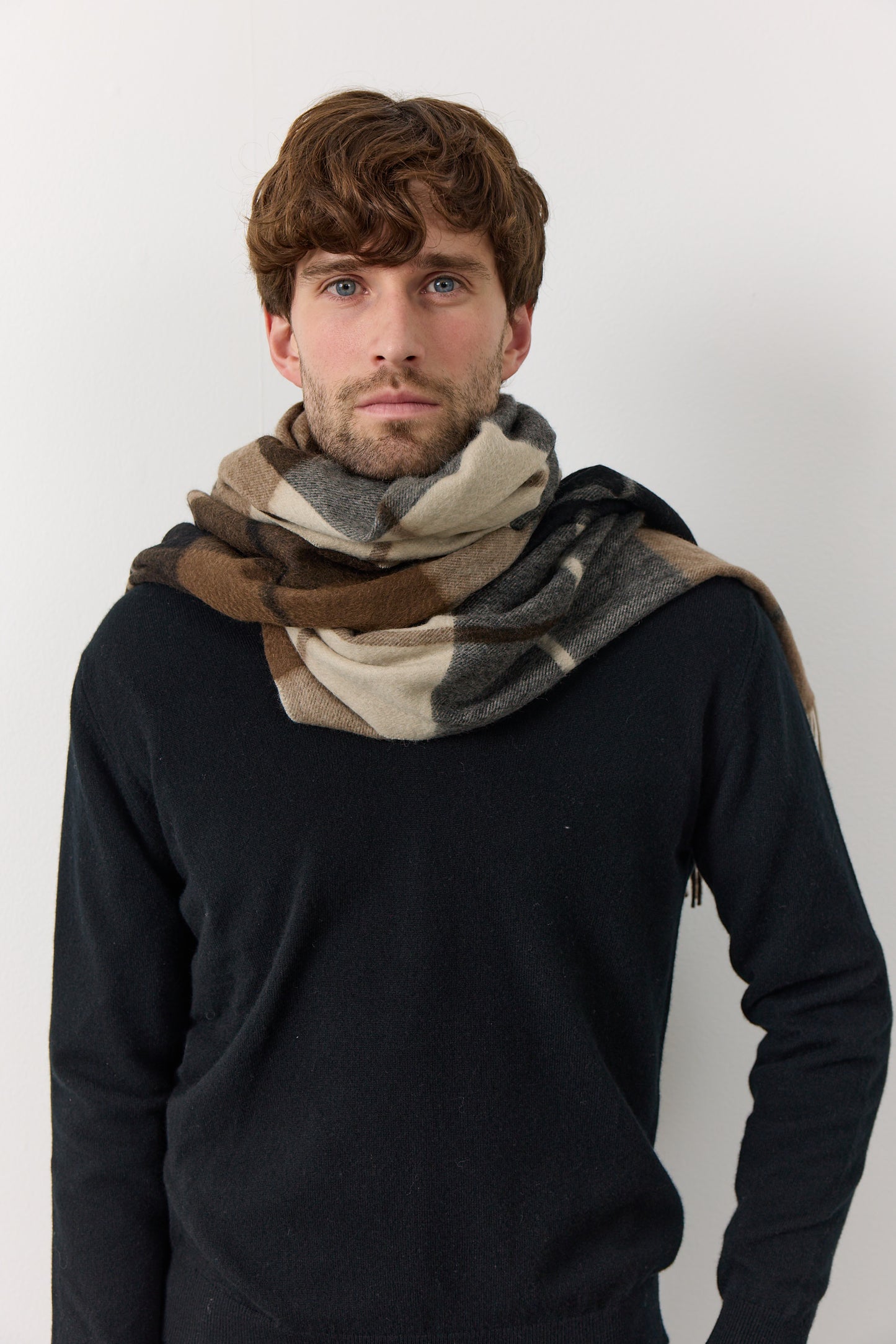 Kim 60 - Stor halsduk i cashmere - Rutig