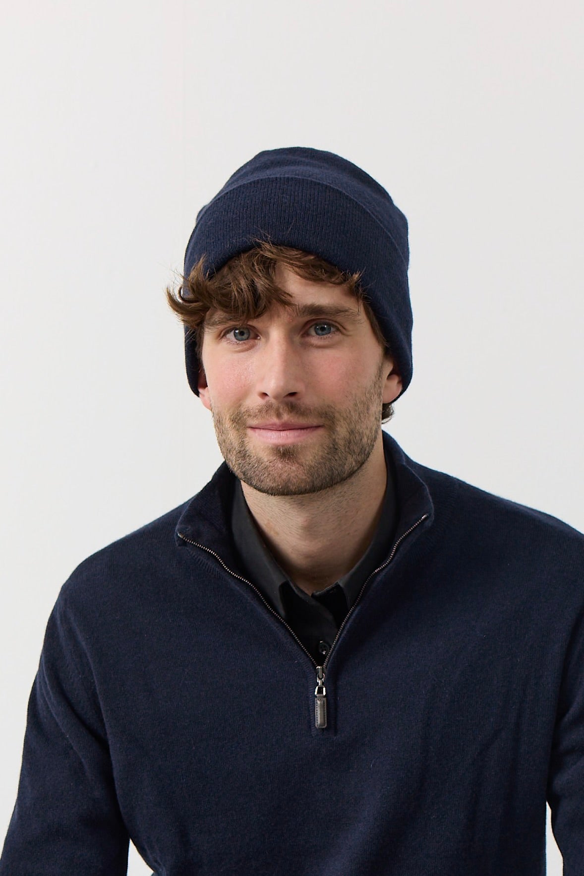 Tjock dubbel jersey Cashmere mössa Skottland - Mörk Marinblå