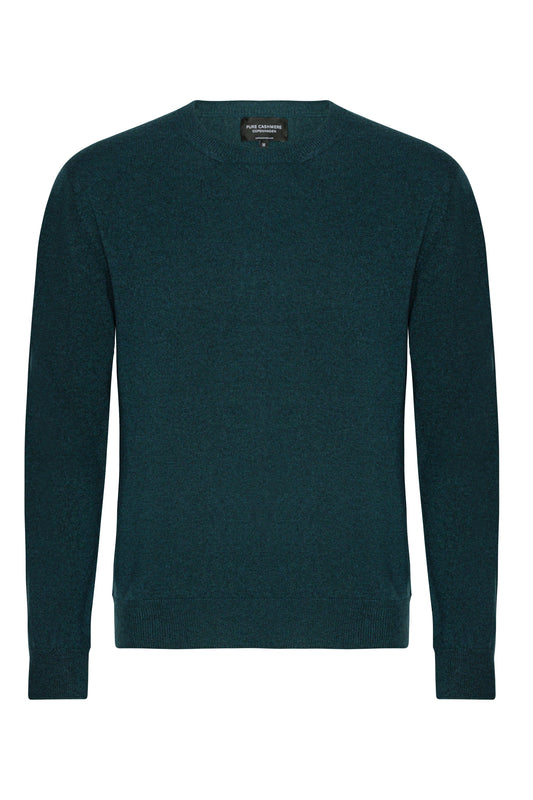 Cashmere herrtröja med rund hals, Skottland - Mörk Grön Mallard