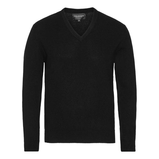 Cashmere herrtröja V-ringad, Skottland - Svart