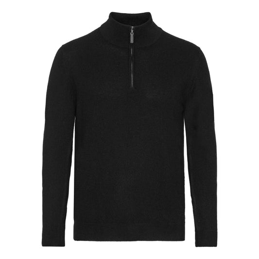 Cashmere herrtröja half zip, Skottland - Svart