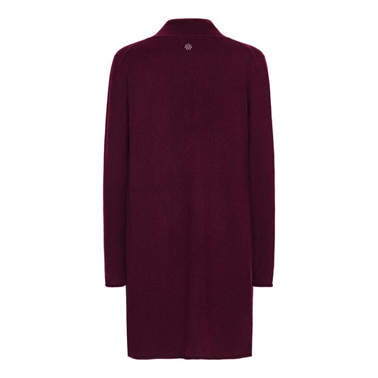 Ingrid - lång cardigan i cashmere - mörk vinröd Bordeaux