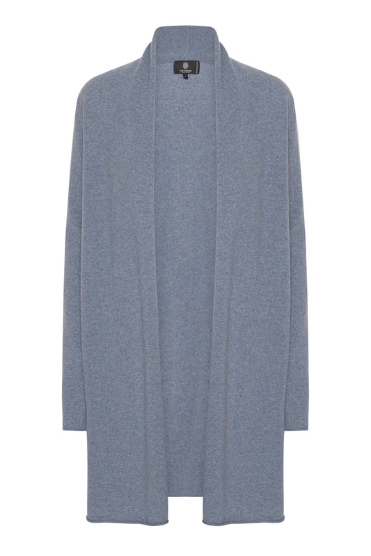 Ingrid - lång cardigan i cashmere - Ljus denim