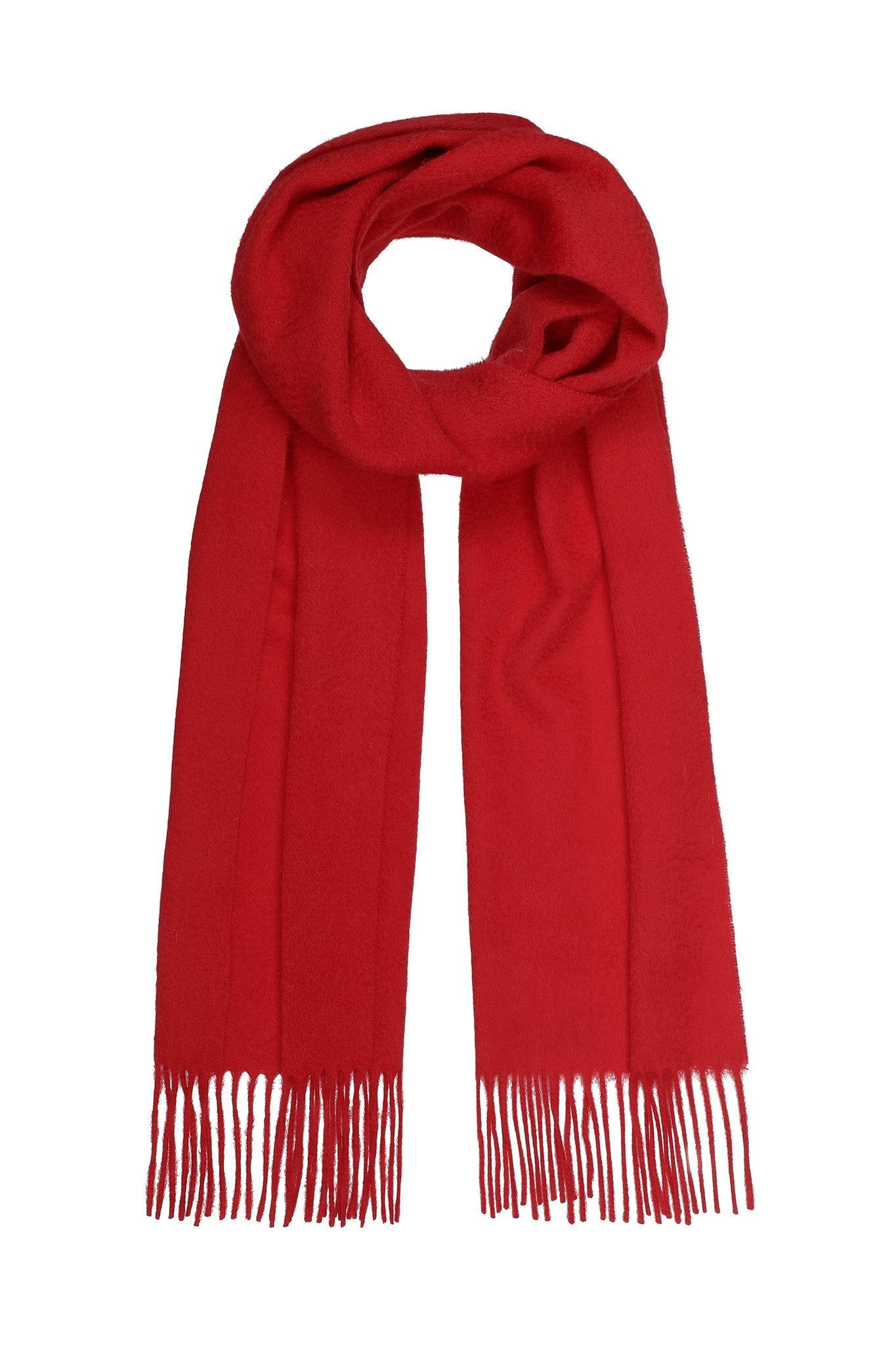 Klassisk cashmere halsduk med fransar, Skottland - Röd