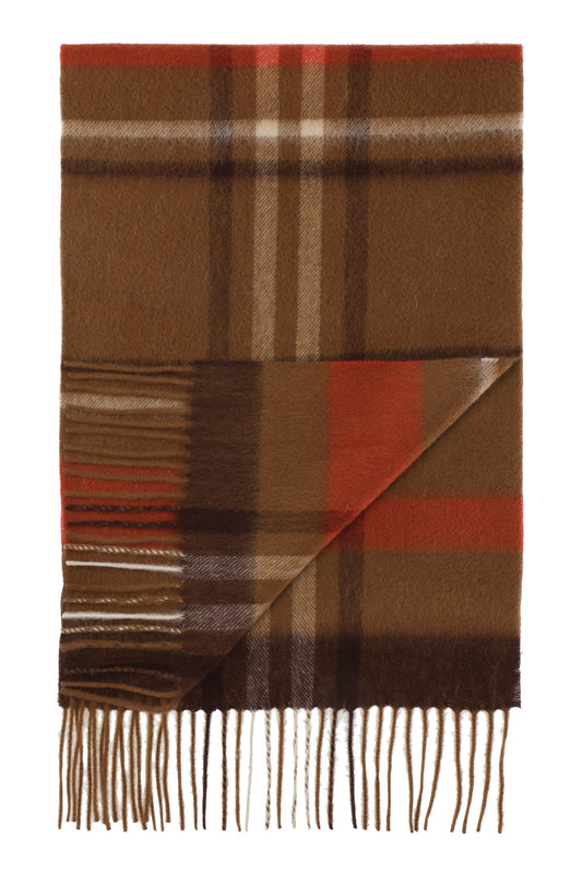 Kim 30 - Klassisk halsduk i cashmere - Rutig brun röd svart