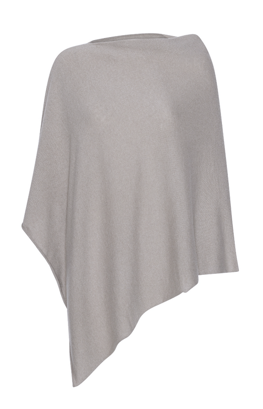 My - asymmetrisk poncho i cashmere - Stone