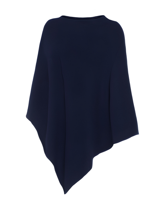 My - asymmetrisk poncho i cashmere - Mørkt Marineblå