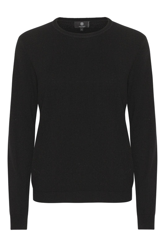 Pil - Klassisk damtröja i cashmere med O-neck - Svart