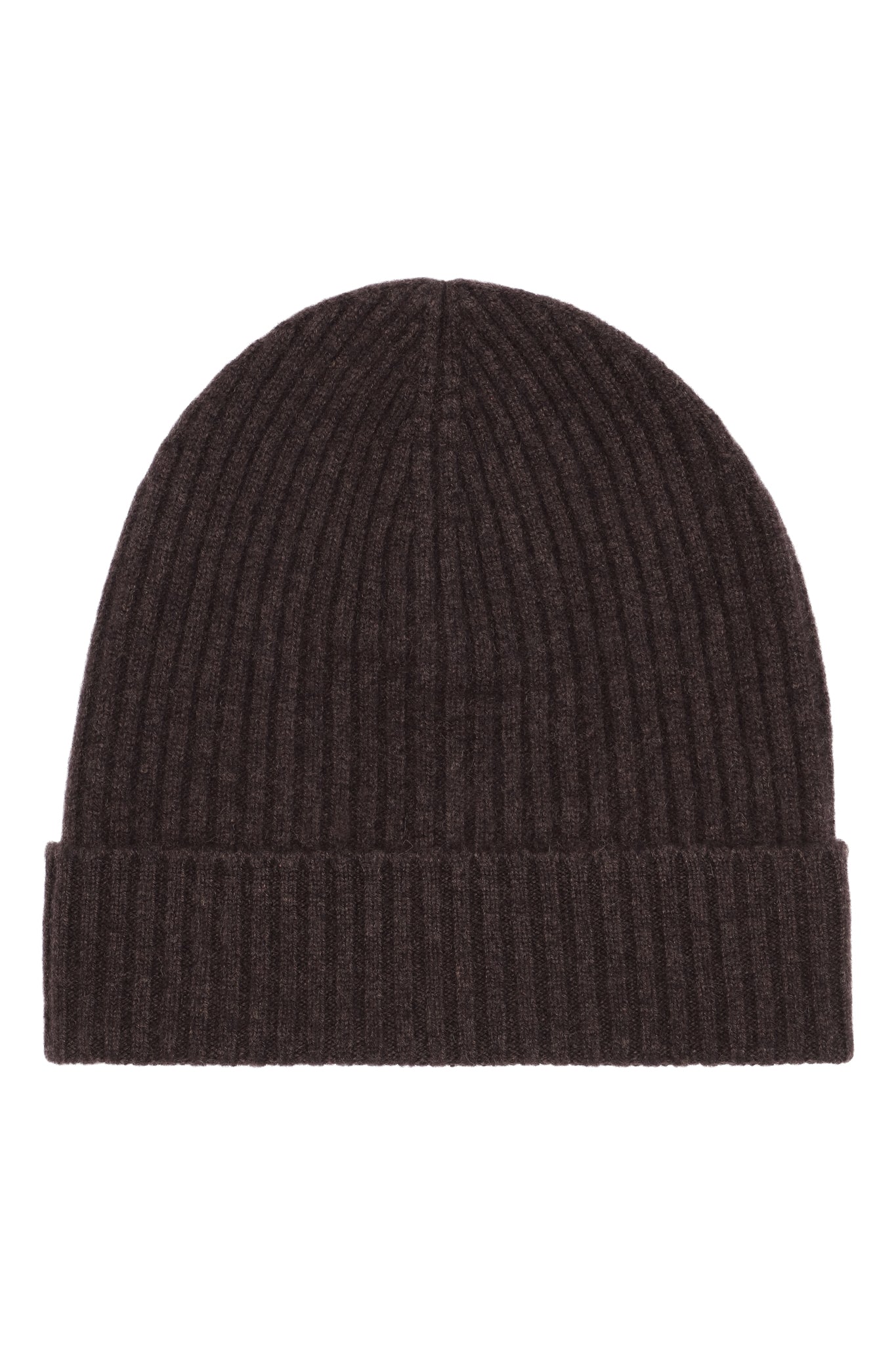 Robin - ribbstickad mössa (beanie) i cashmere - Espresso Brun