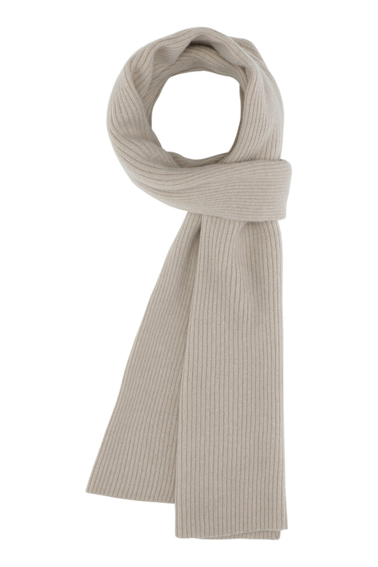 Robin - ribbstickad halsduk i cashmere - Sand