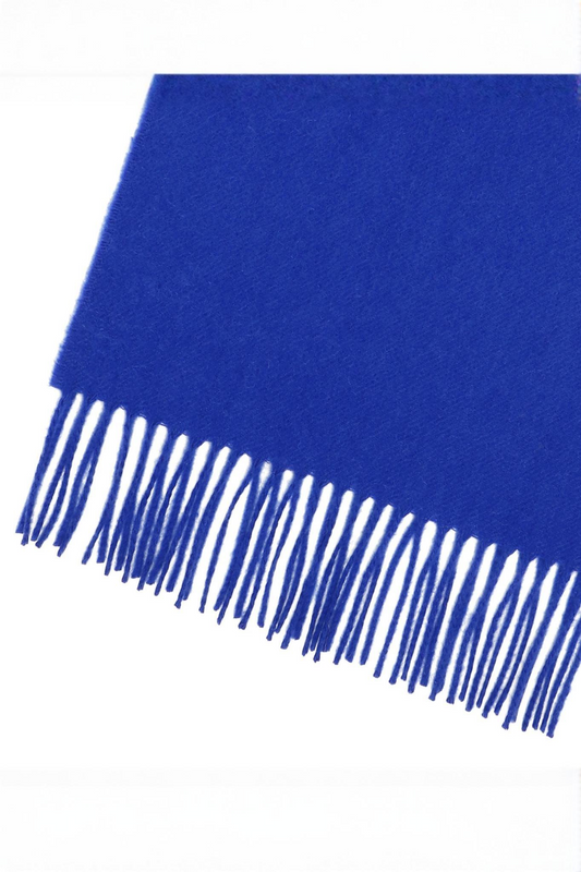 Klassisk cashmere halsduk med fransar, Skottland - Stark blå