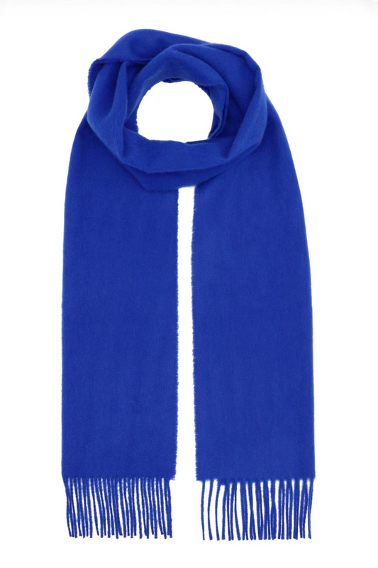 Klassisk cashmere halsduk med fransar, Skottland - Stark blå
