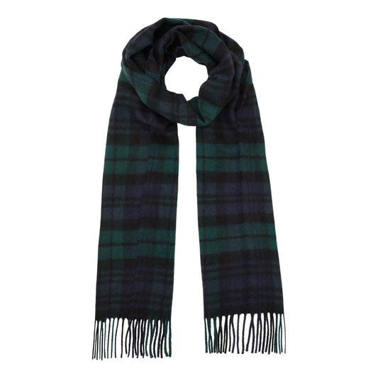 Cashmere halsduk med fransar, Skottland - Tartan Black Watch