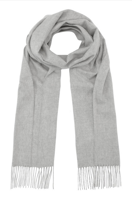 Klassisk cashmere halsduk med fransar, Skottland - Silver