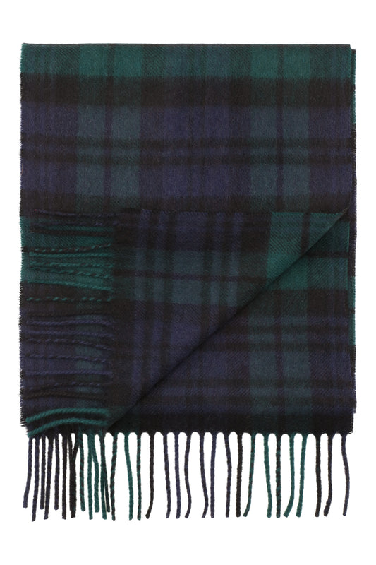 Cashmere halsduk med fransar, Skottland - Tartan Black Watch