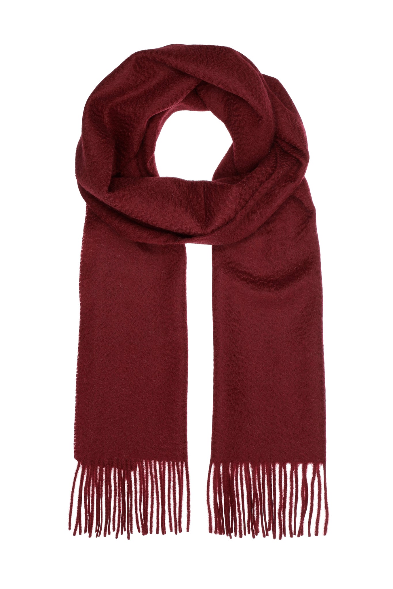 Klassisk cashmere halsduk med fransar, Skottland - Vinröd