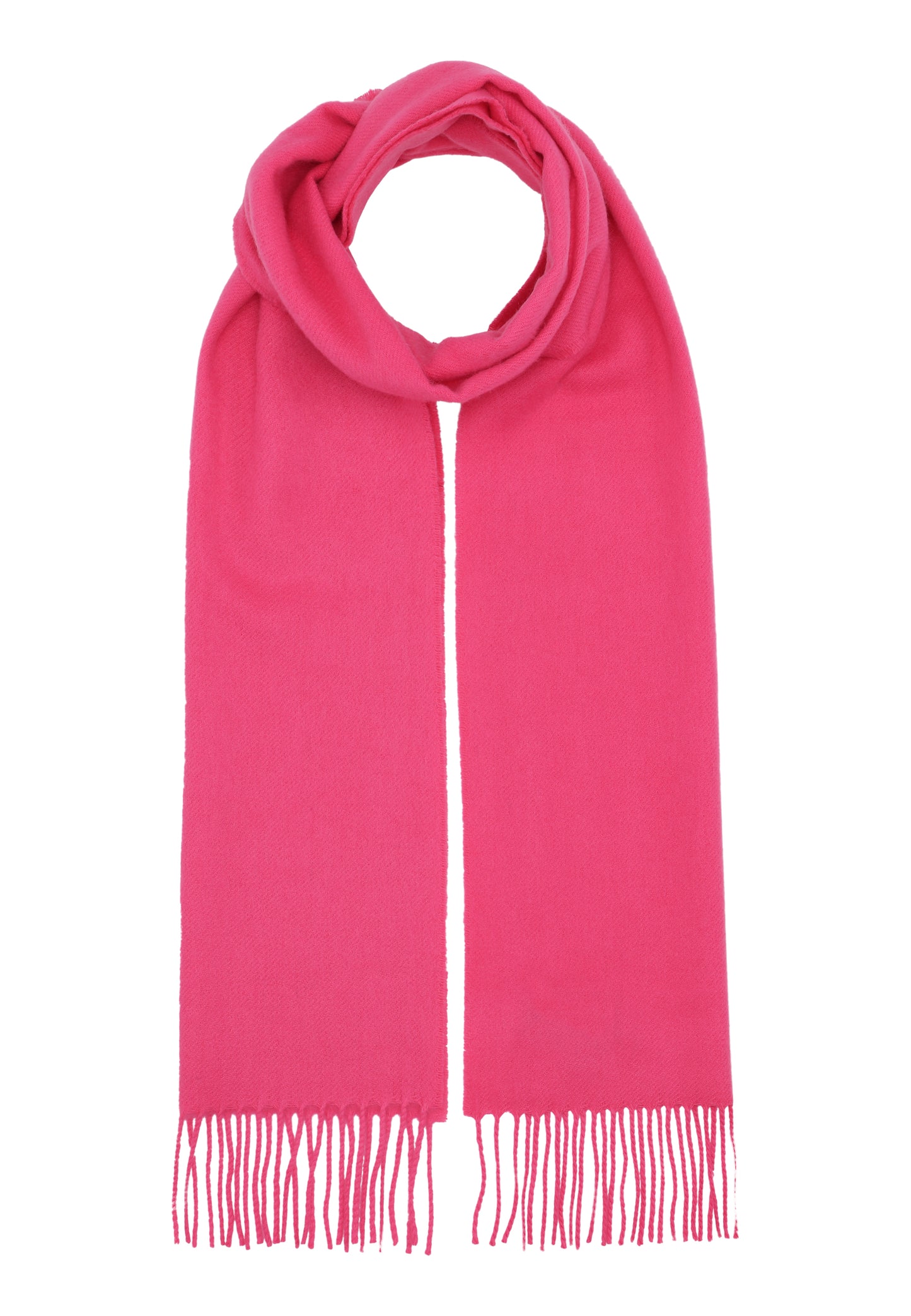 Klassisk cashmere halsduk med fransar, Skottland - Bright Pink