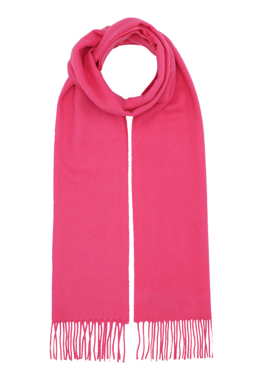 Klassisk cashmere halsduk med fransar, Skottland - Bright Pink