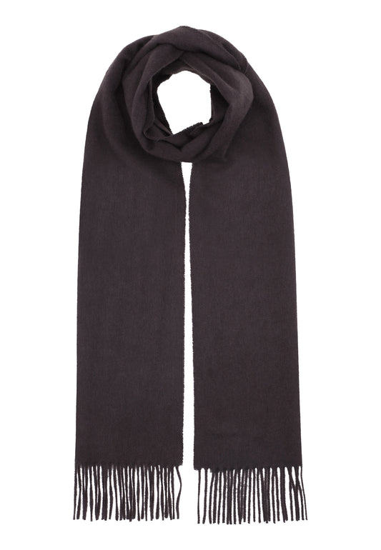 Klassisk cashmere halsduk med fransar, Skottland - Cold Dark Brown