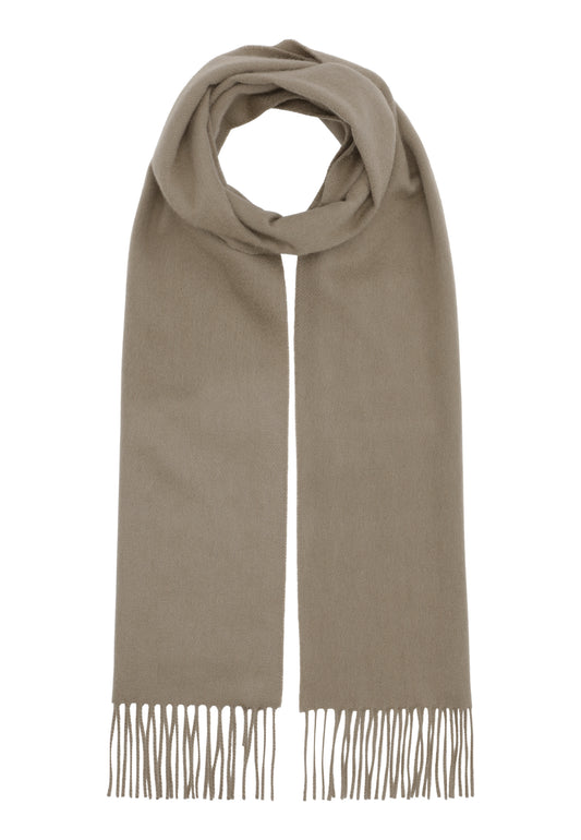 Klassisk cashmere halsduk med fransar, Skottland - Soft Khaki