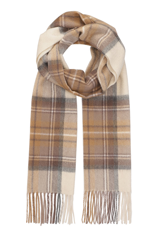 Kim 30 - Klassisk halsduk i cashmere - Rutig (beige)