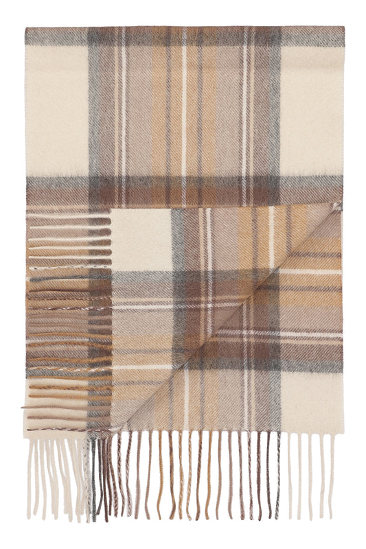 Kim 30 - Klassisk halsduk i cashmere - Rutig (beige)